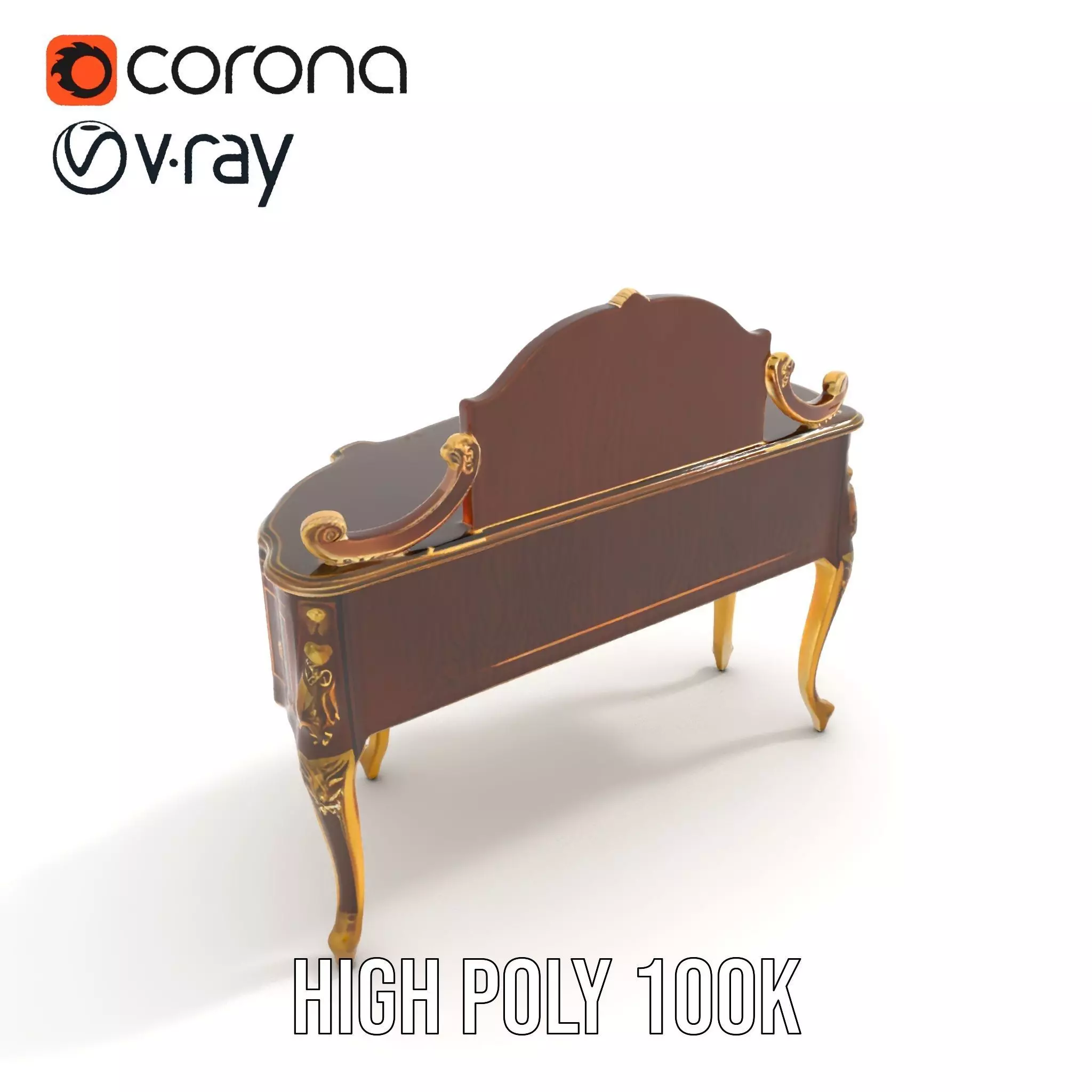 Elegant Walnut Vanity model pack Low-poly 3D model_27