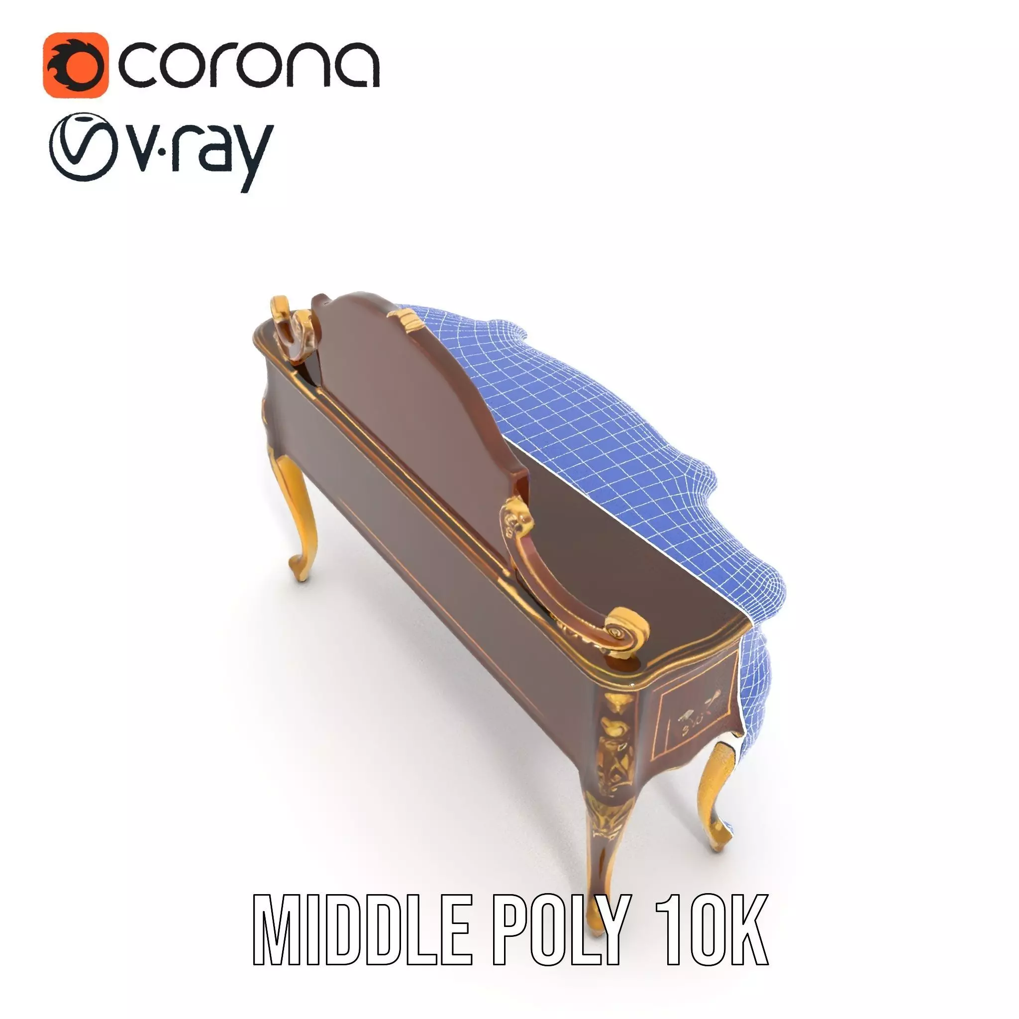 Elegant Walnut Vanity model pack Low-poly 3D model_14