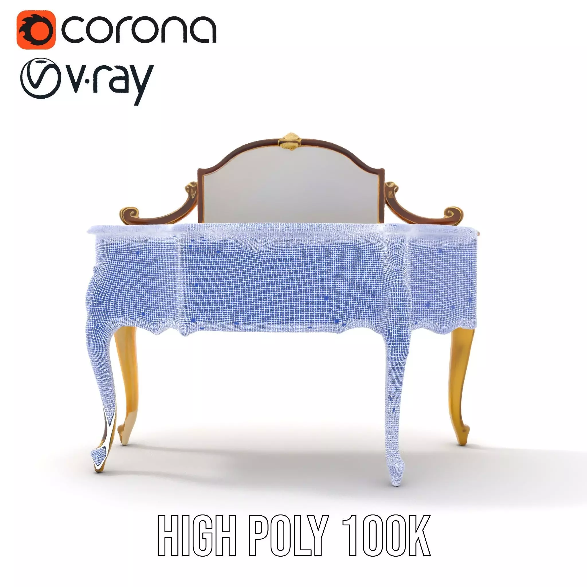 Elegant Walnut Vanity model pack Low-poly 3D model_34