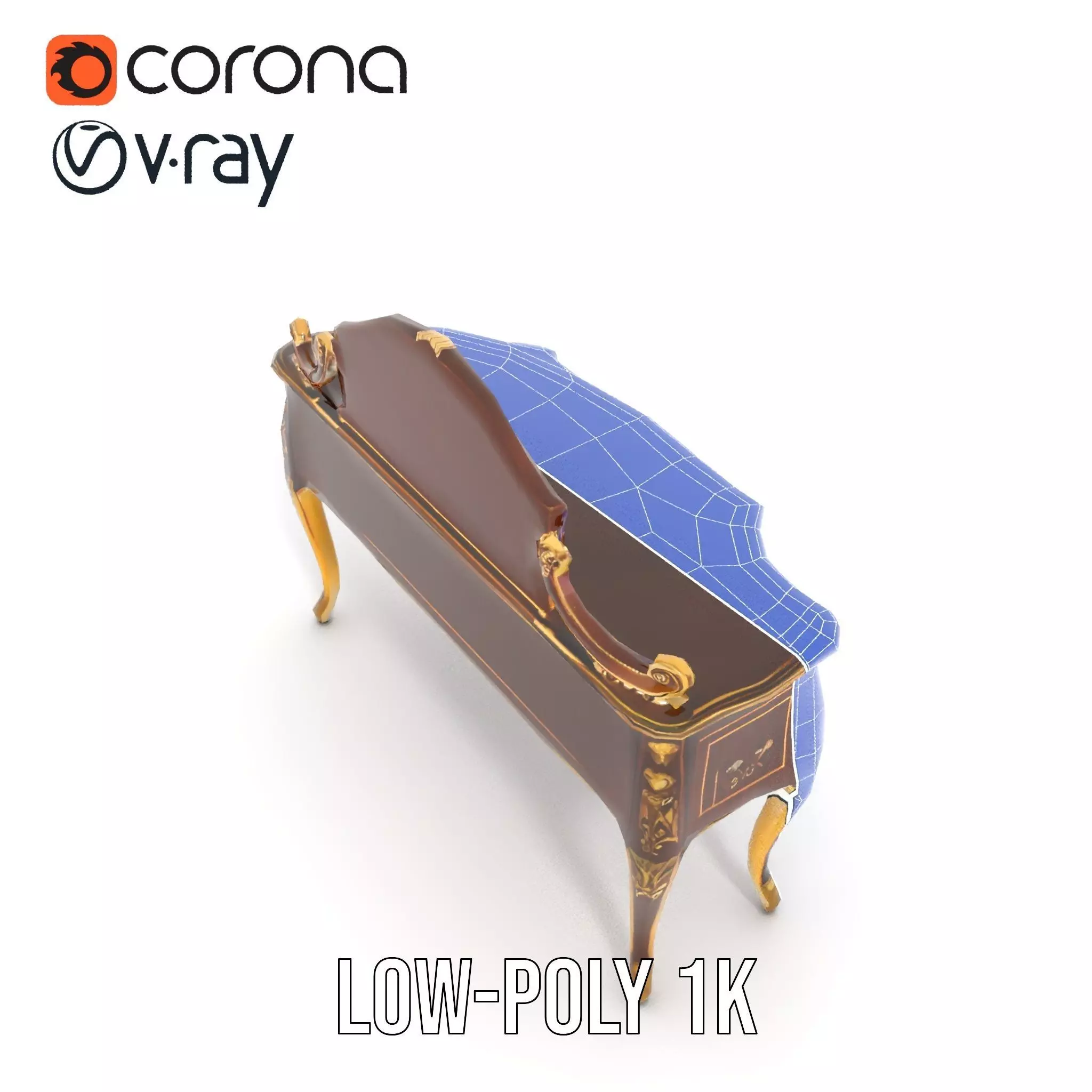Elegant Walnut Vanity model pack Low-poly 3D model_31