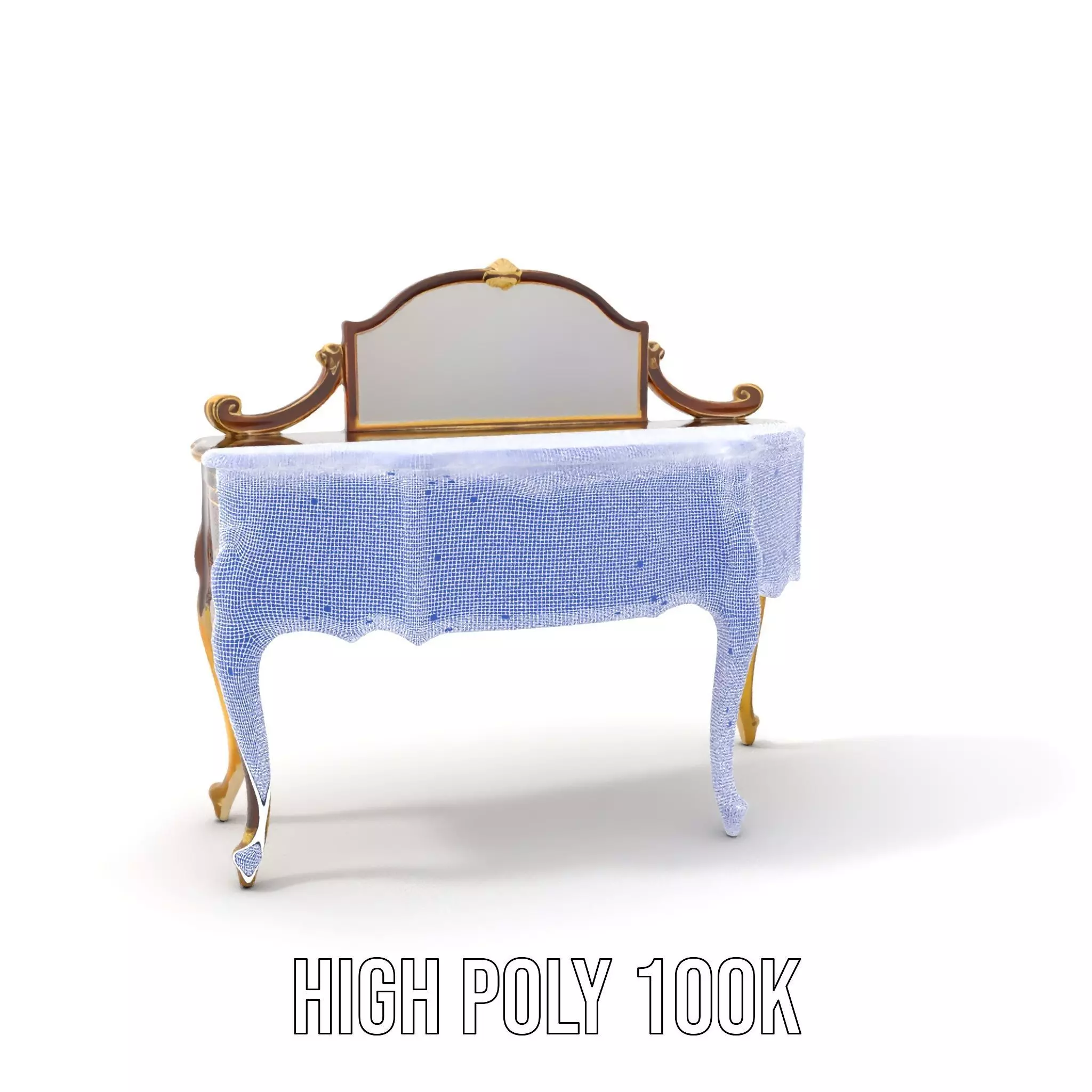 Elegant Walnut Vanity model pack Low-poly 3D model_5