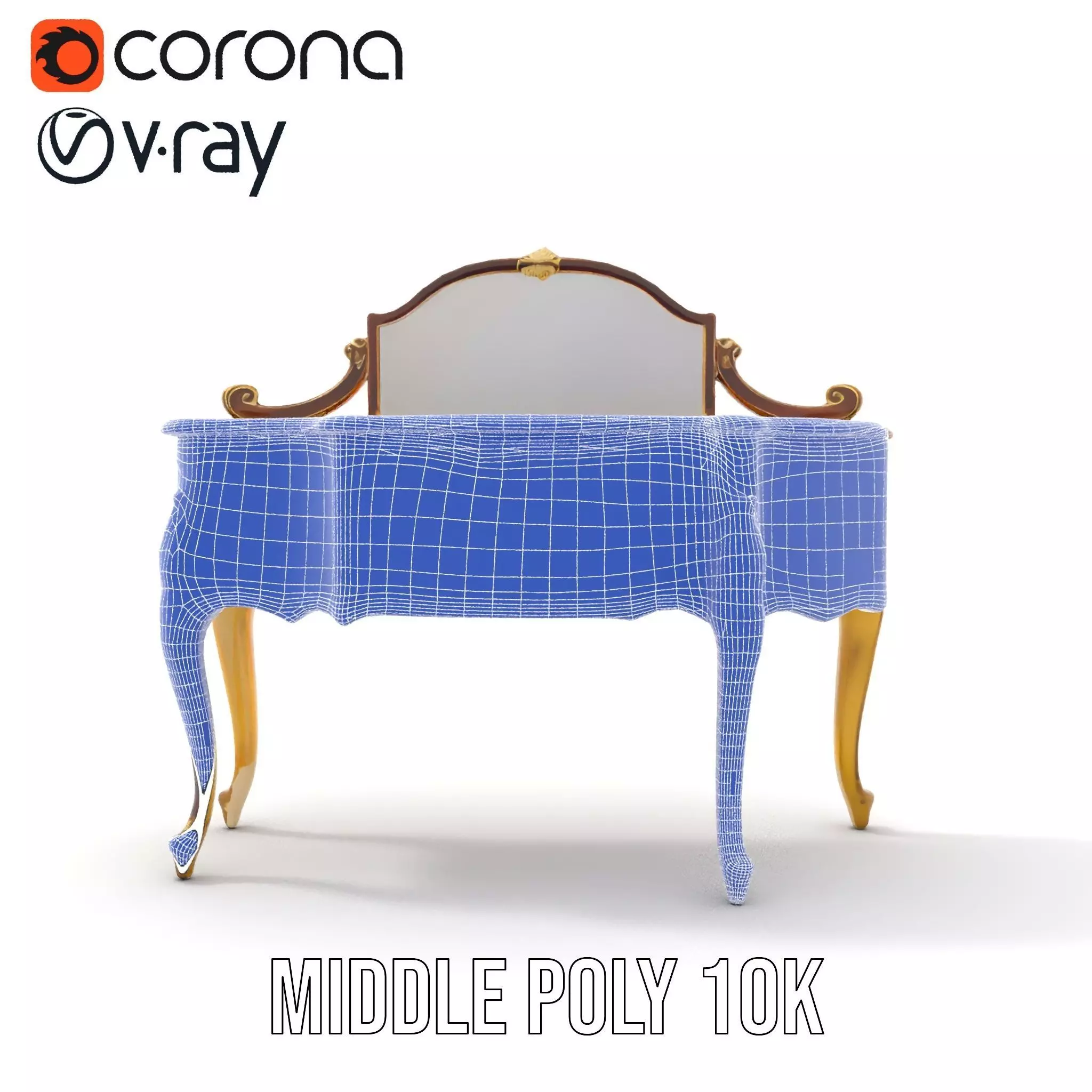 Elegant Walnut Vanity model pack Low-poly 3D model_25