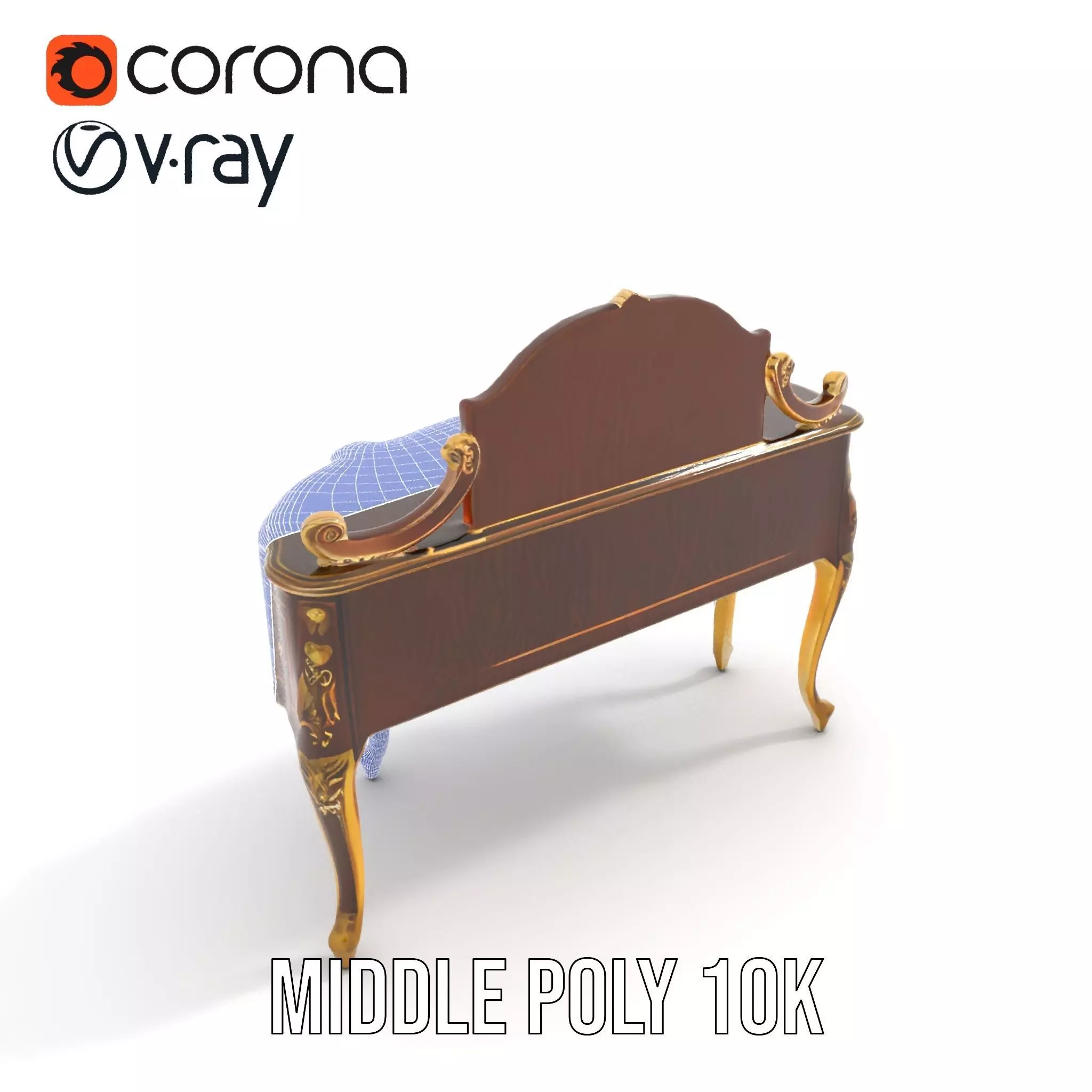 Elegant Walnut Vanity model pack Low-poly 3D model_22