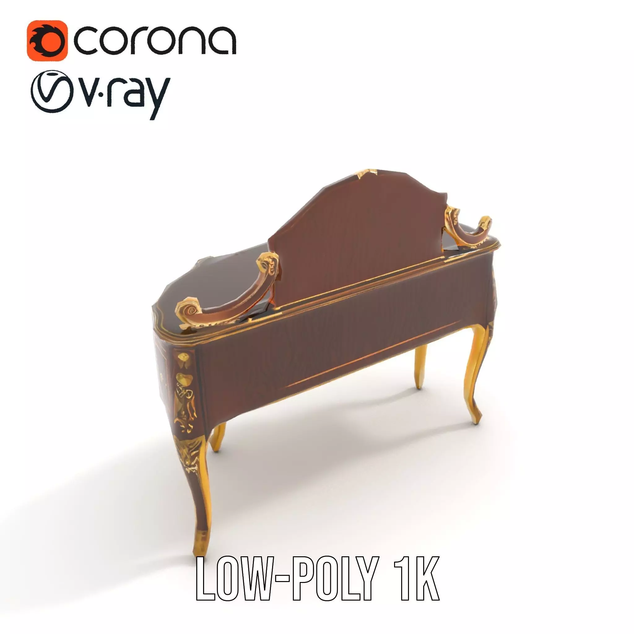 Elegant Walnut Vanity model pack Low-poly 3D model_15