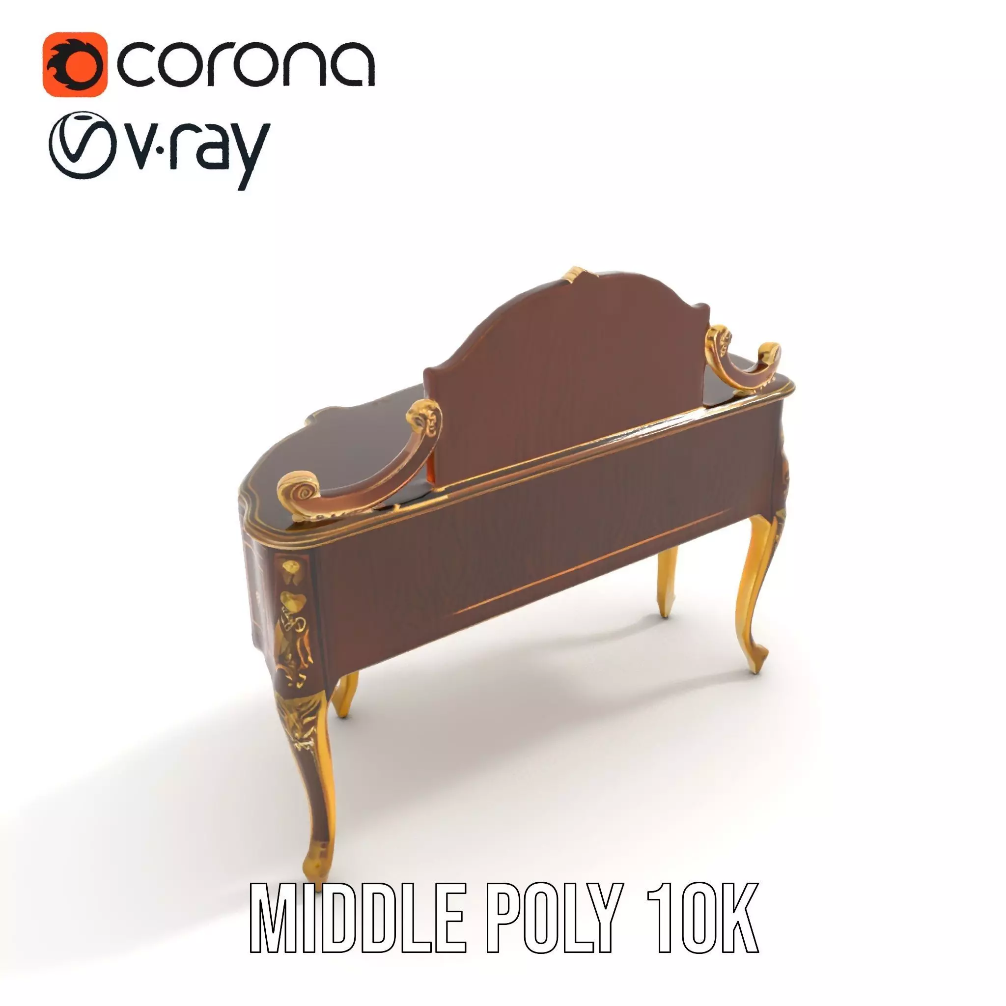 Elegant Walnut Vanity model pack Low-poly 3D model_6