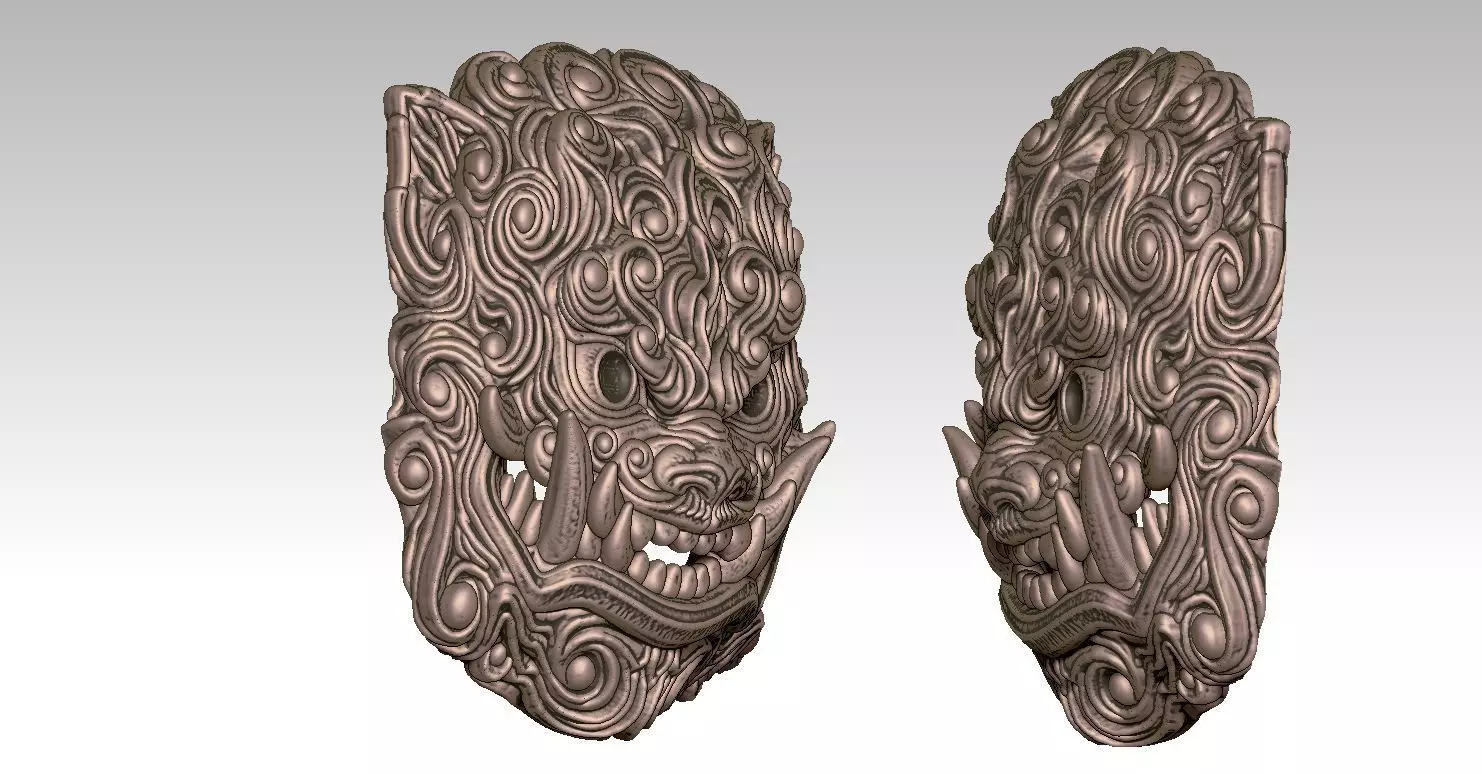 Pendant Man Foo Lion Head 3D print model_2