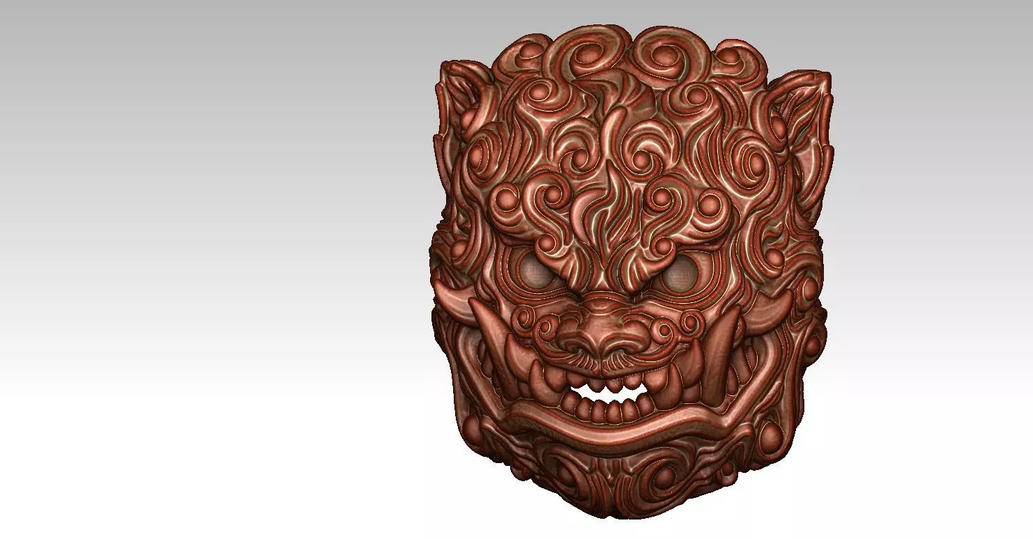 Pendant Man Foo Lion Head 3D print model_1