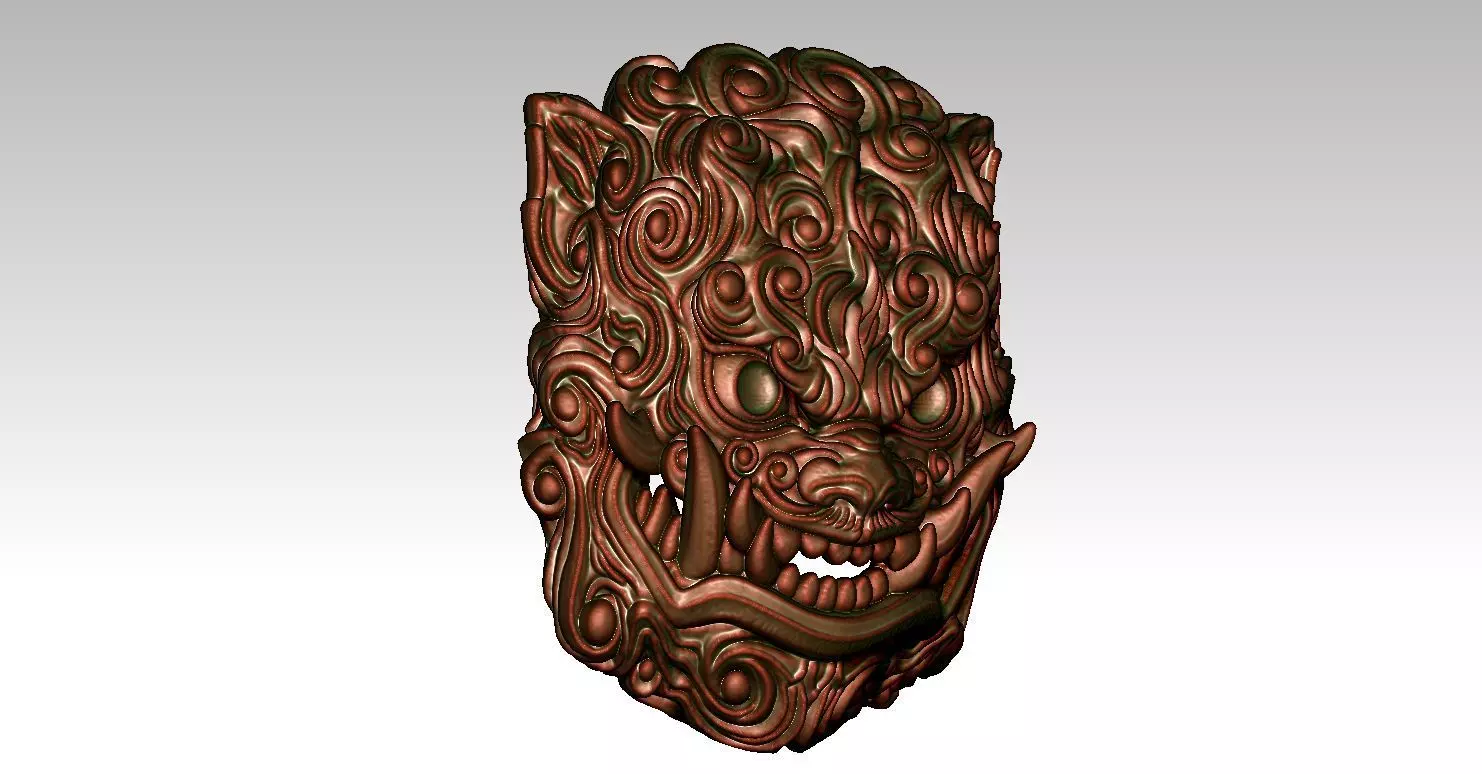 Pendant Man Foo Lion Head 3D print model_3