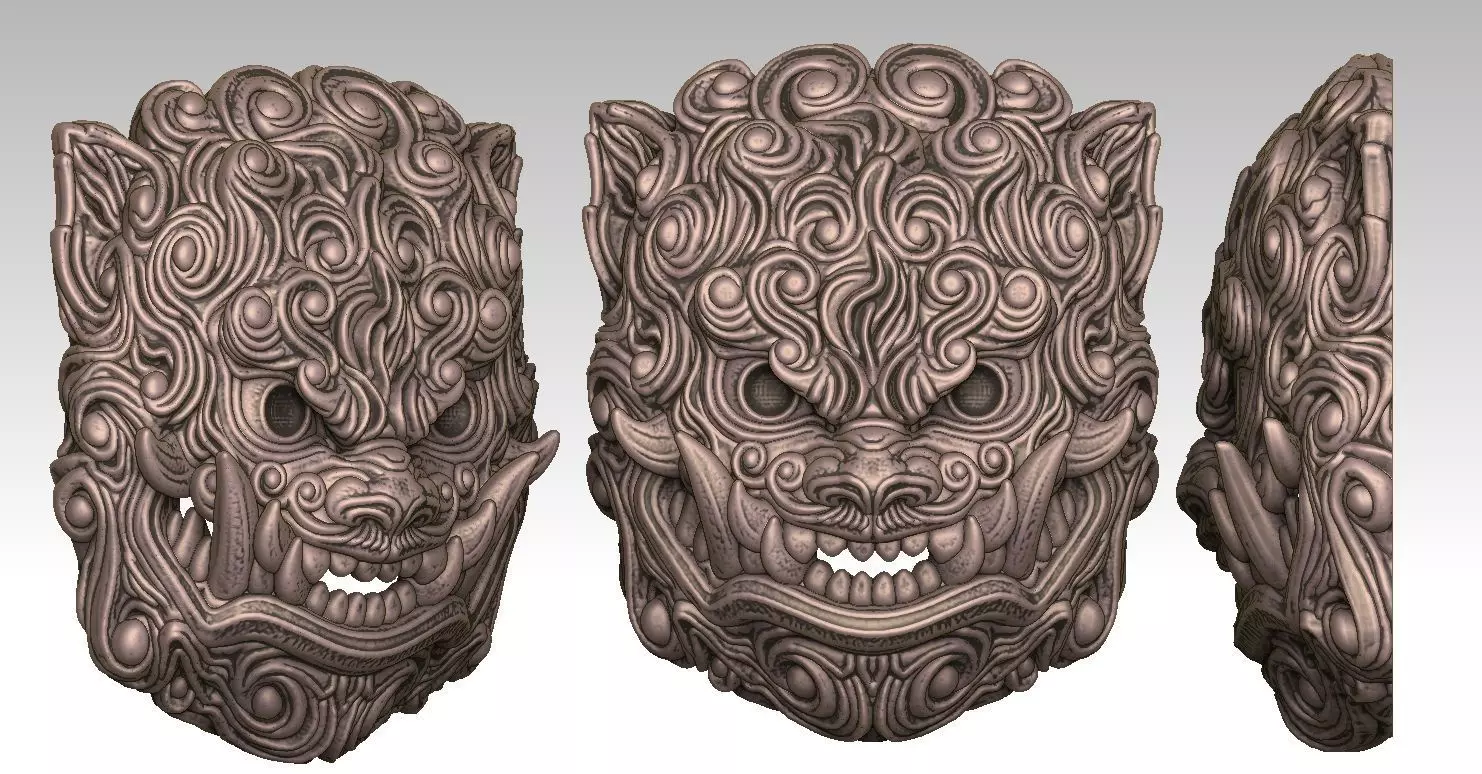 Pendant Man Foo Lion Head 3D print model_9