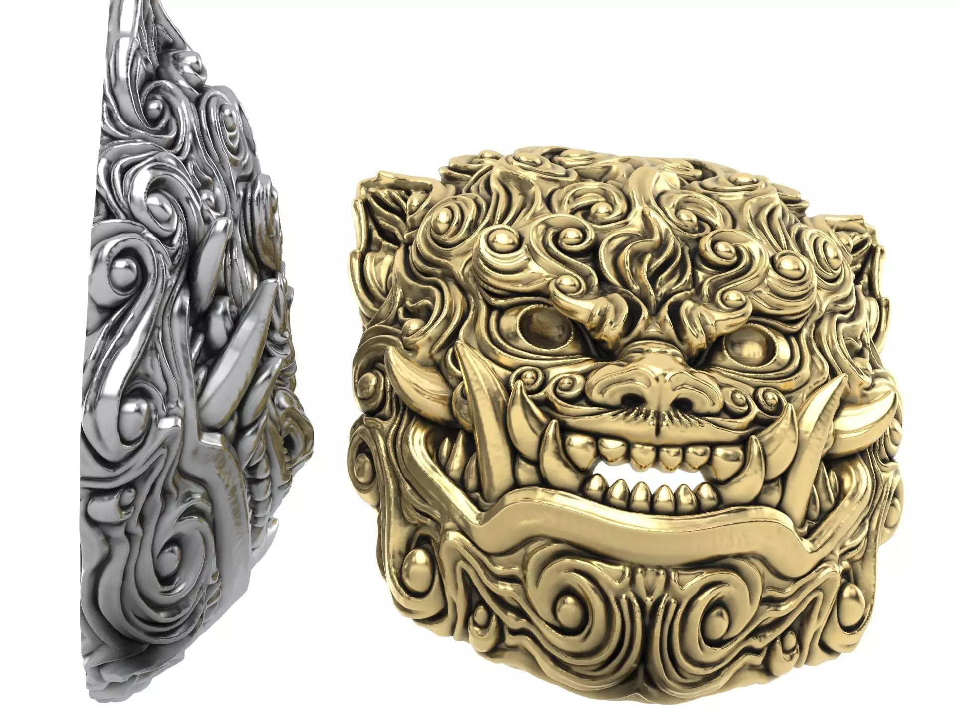 Pendant Man Foo Lion Head 3D print model_13