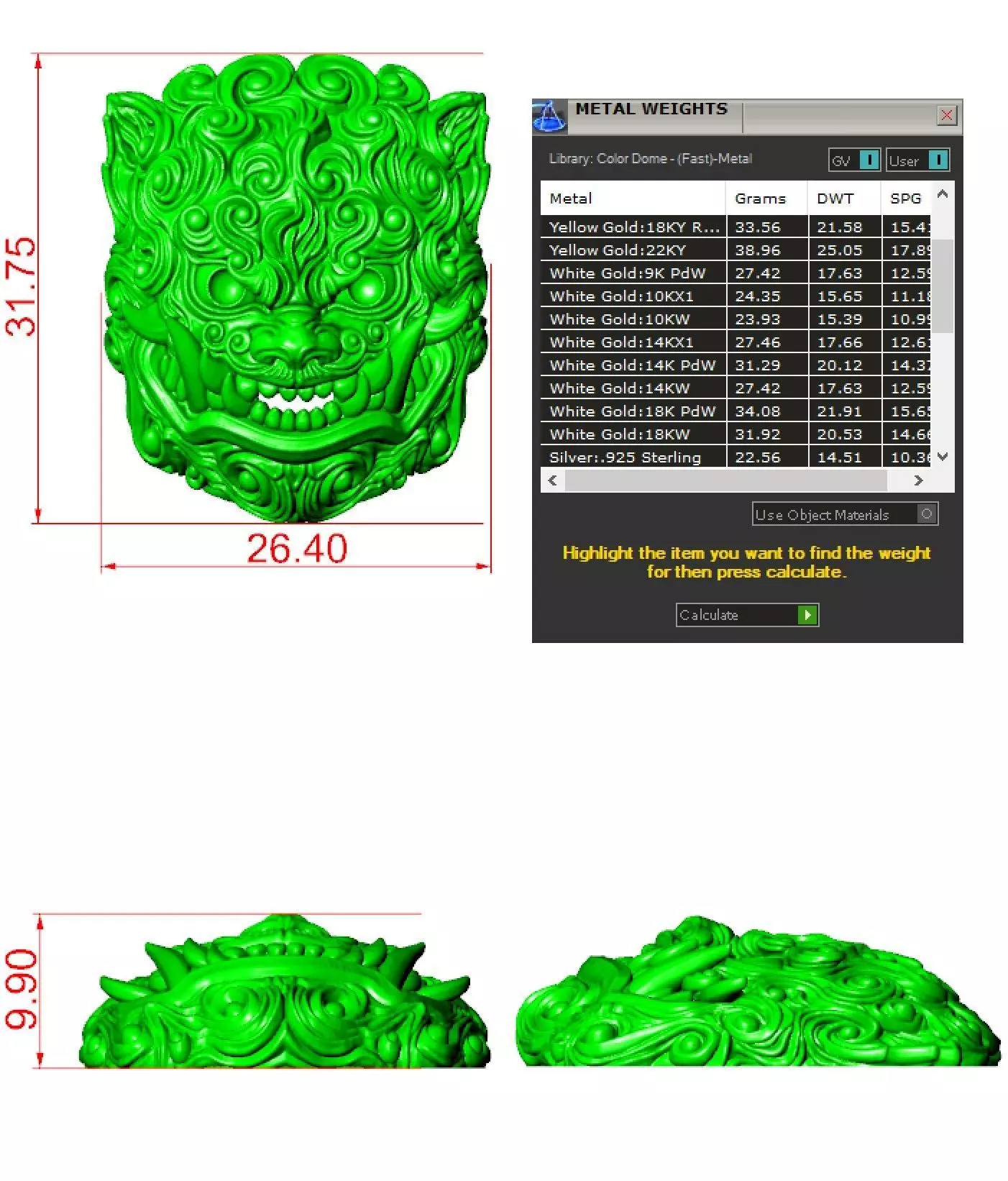 Pendant Man Foo Lion Head 3D print model_11