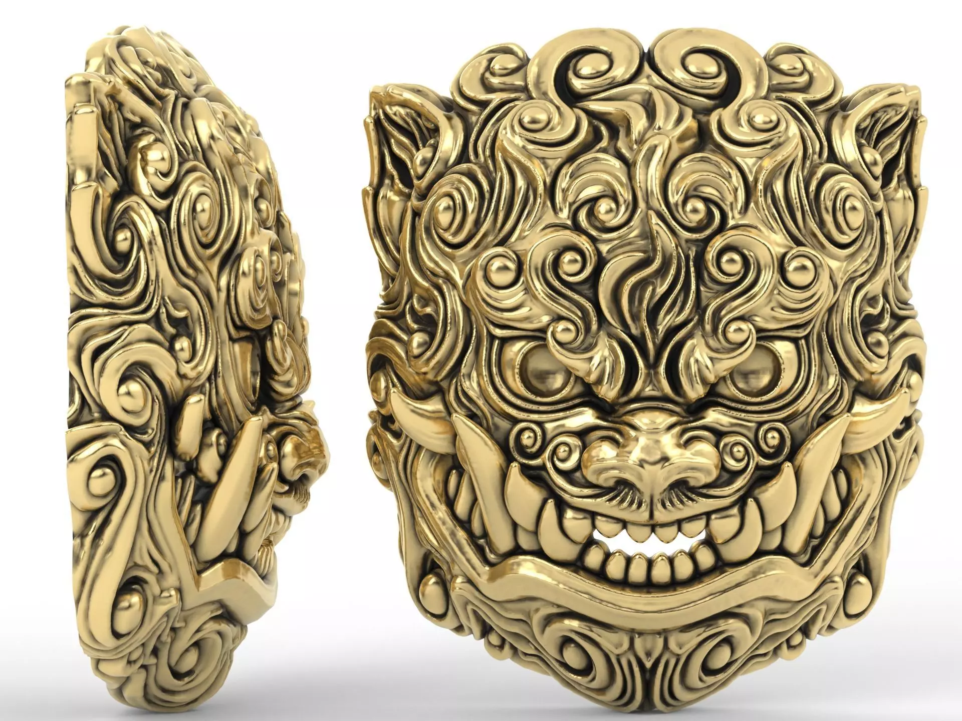 Pendant Man Foo Lion Head 3D print model_0