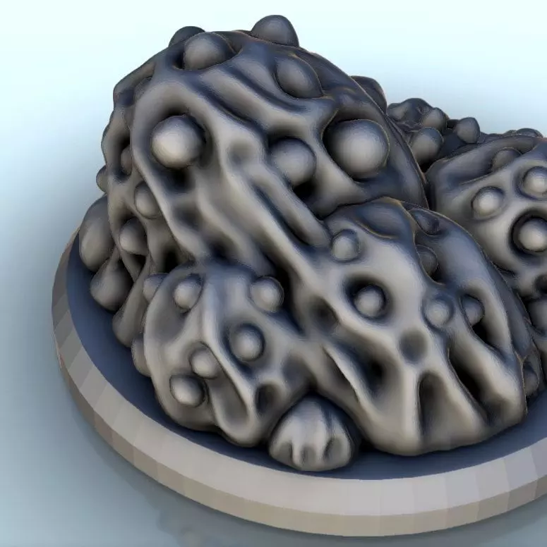 Set of six infected creatures and base 12 supported versions 3D print model_34