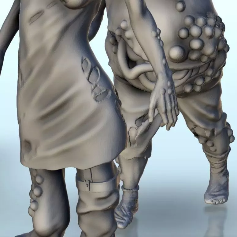 Set of six infected creatures and base 12 supported versions 3D print model_13