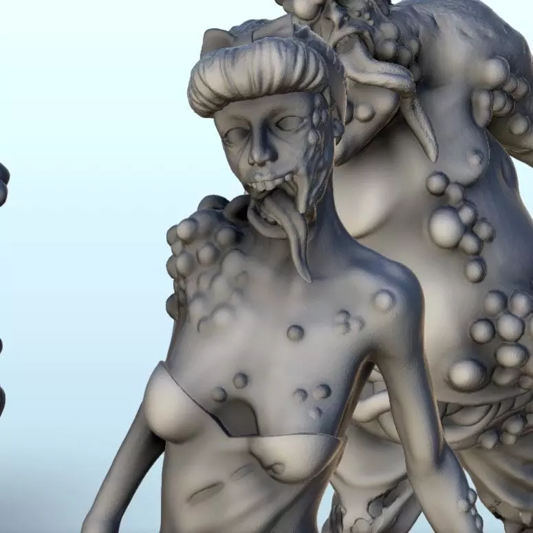 Set of six infected creatures and base 12 supported versions 3D print model_12