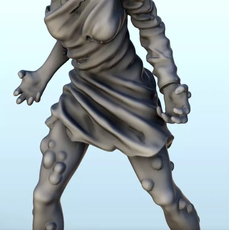 Set of six infected creatures and base 12 supported versions 3D print model_7