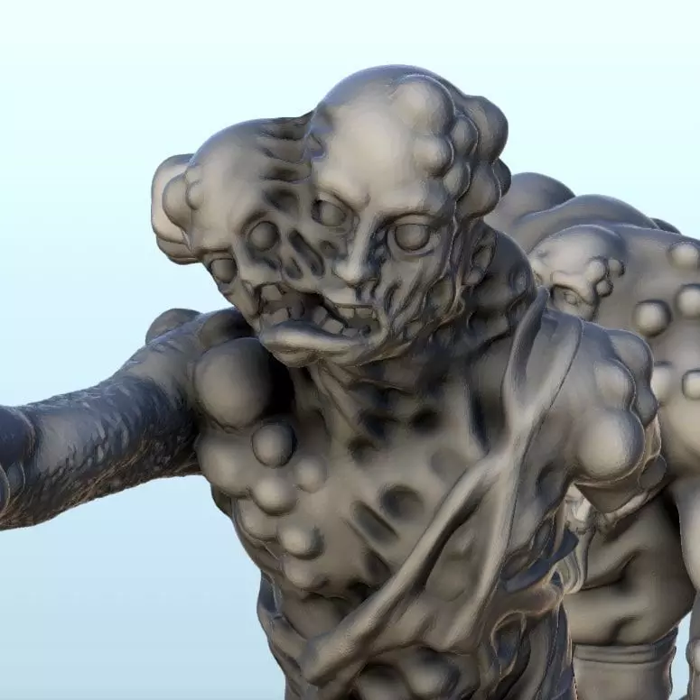 Set of six infected creatures and base 12 supported versions 3D print model_23