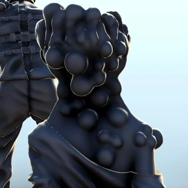 Set of six infected creatures and base 12 supported versions 3D print model_9