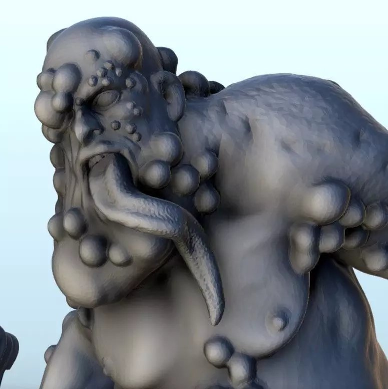 Set of six infected creatures and base 12 supported versions 3D print model_17