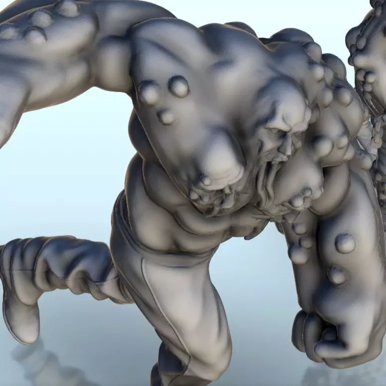 Set of six infected creatures and base 12 supported versions 3D print model_30