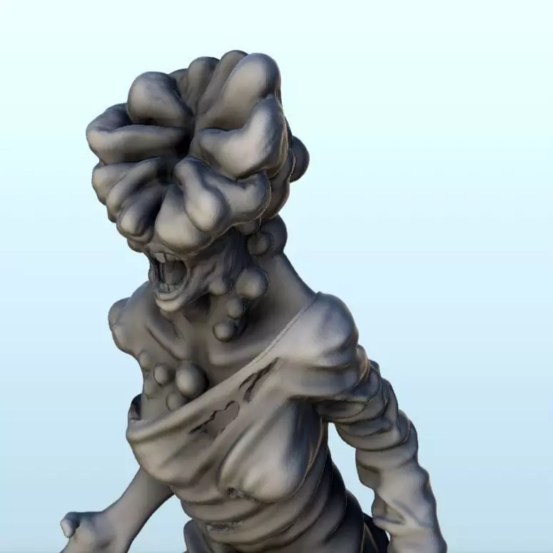 Set of six infected creatures and base 12 supported versions 3D print model_6