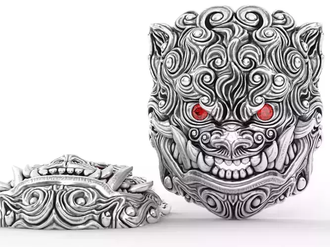 Pendant Man Foo Lion Head Diamond