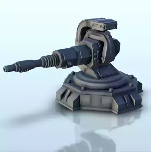 Laser gun turret on axis 2  supported version - Future Sci-Fi SF