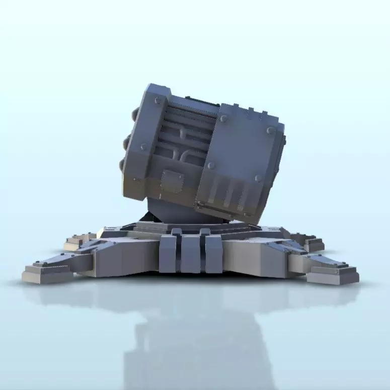Double missile launcher turret 3  supported version - Future Sci 3D print model_4