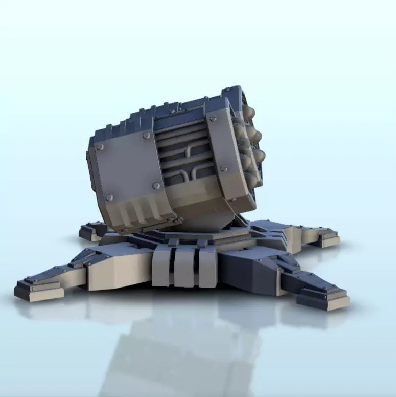 Double missile launcher turret 3  supported version - Future Sci 3D print model_2
