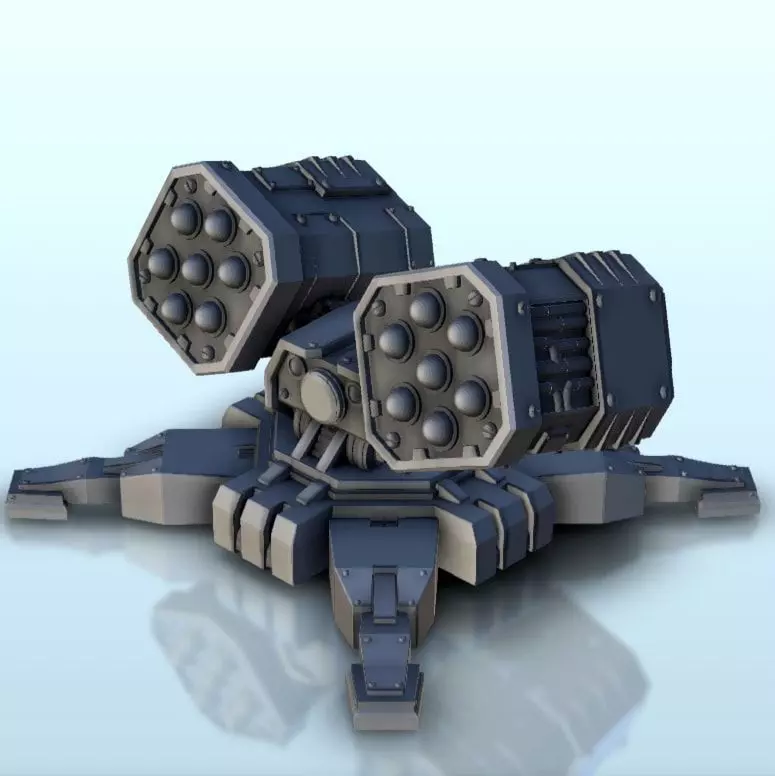 Double missile launcher turret 3  supported version - Future Sci 3D print model_0