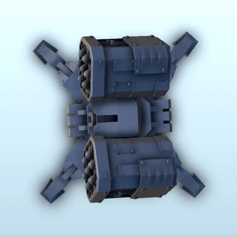 Double missile launcher turret 3  supported version - Future Sci 3D print model_6