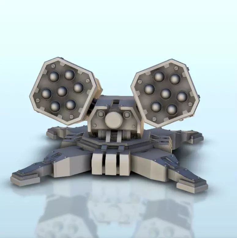 Double missile launcher turret 3  supported version - Future Sci 3D print model_1