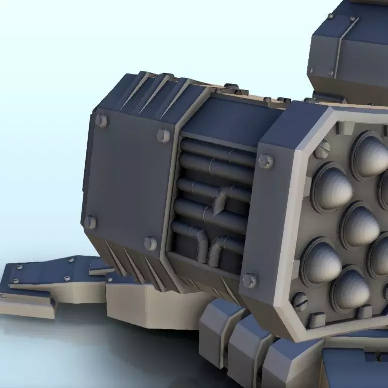Double missile launcher turret 3  supported version - Future Sci 3D print model_7