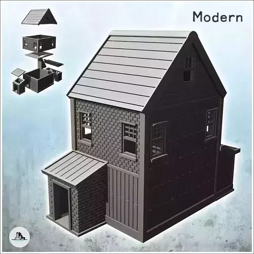 Brick house with entrance annex 1 - Modern WW2 WW1 World War Dia