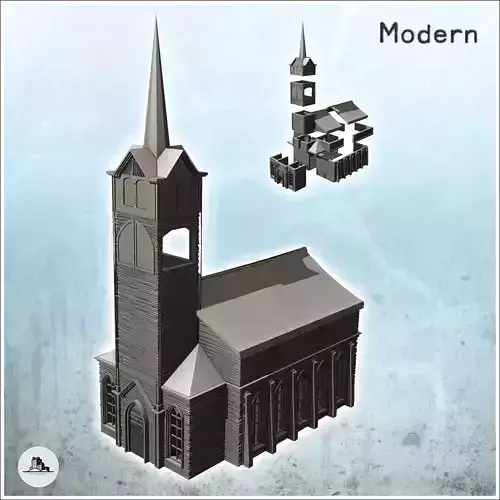 Modern wooden church with bell tower 4 - Modern WW2 WW1 World Wa