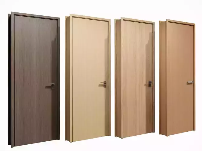 door Modern Wooden Interior Door with Furniture architectural 3D model