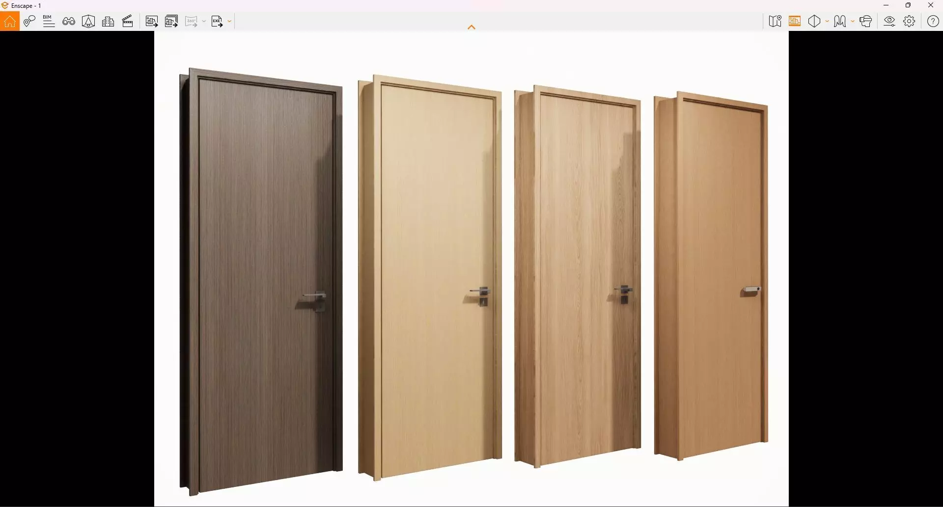 door Modern Wooden Interior Door with Furniture architectural 3D model_1
