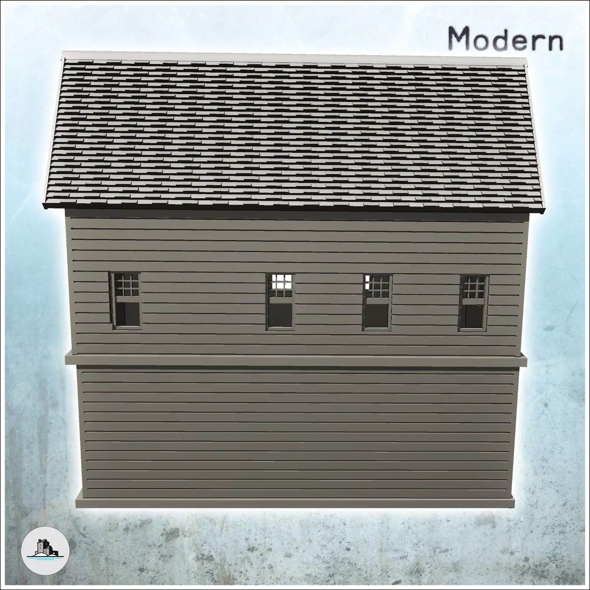 Modern panelled house with large awning and tile roof 7 - Modern 3D print model_4