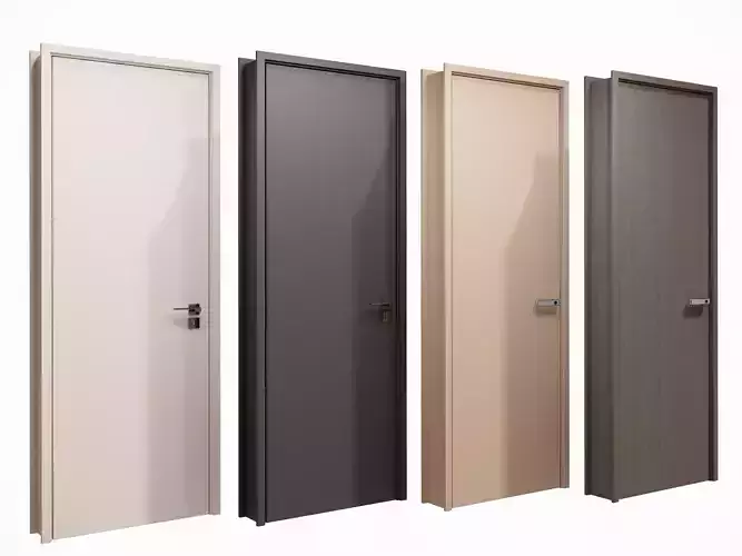 door Modern Wooden Interior Door with Furniture architectural 3D model