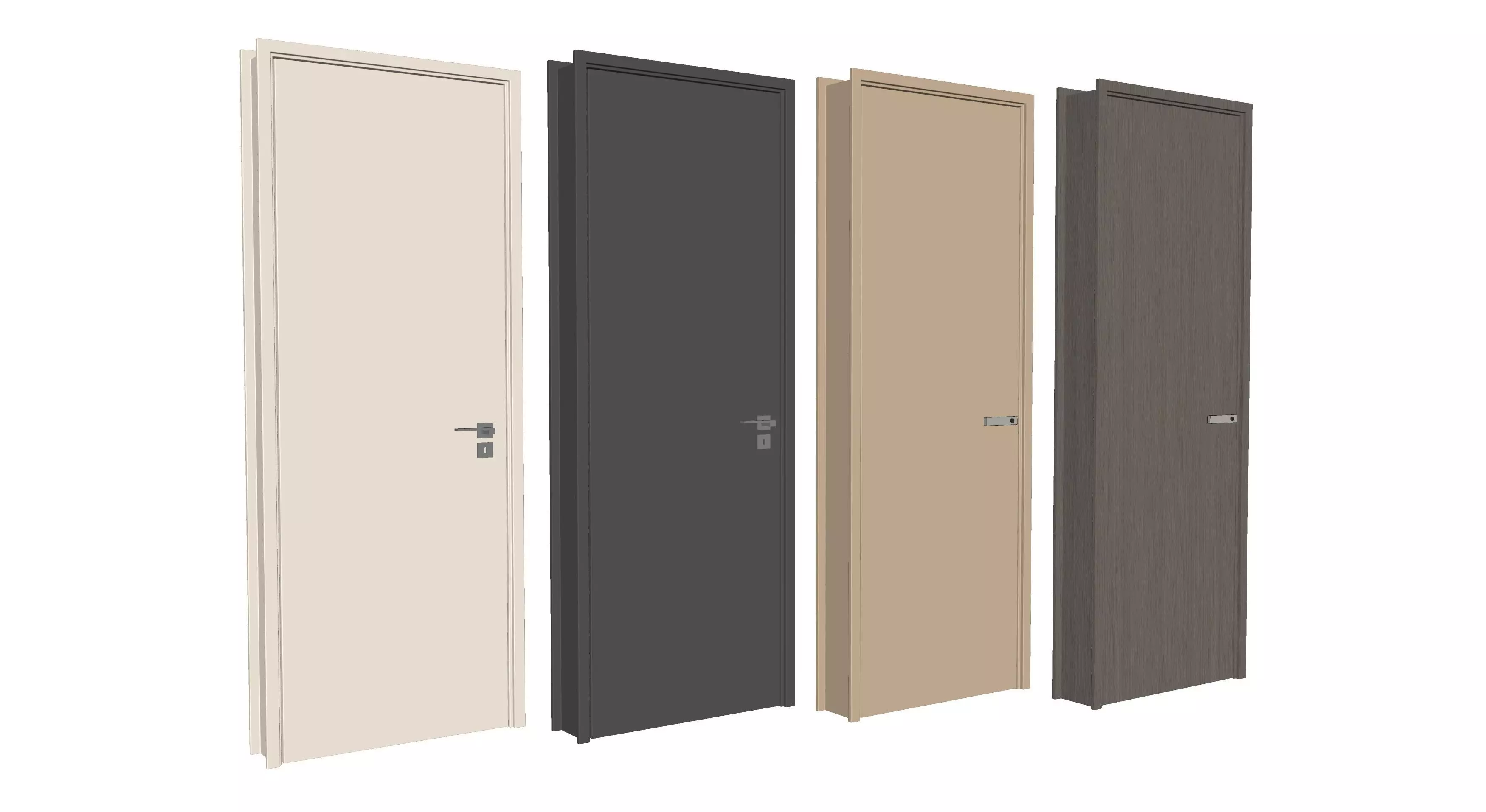 door Modern Wooden Interior Door with Furniture architectural 3D model_2