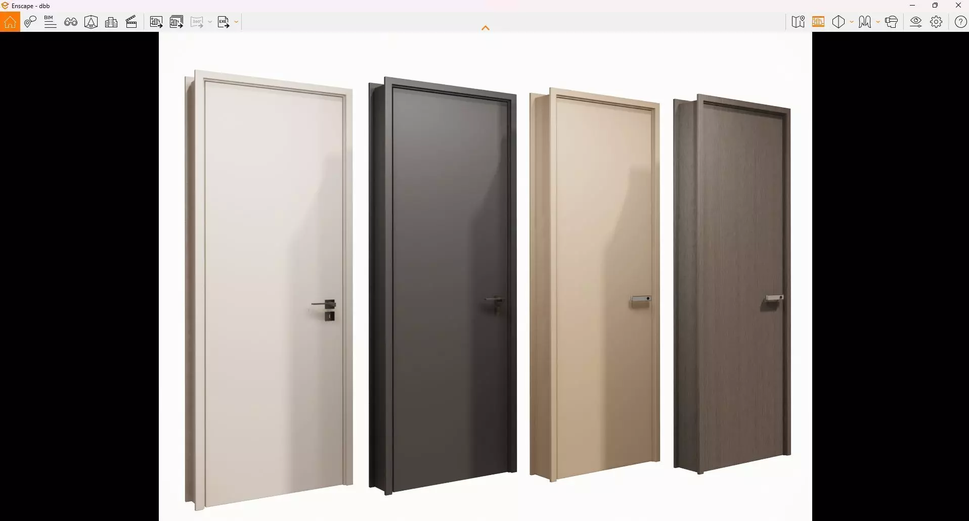 door Modern Wooden Interior Door with Furniture architectural 3D model_1