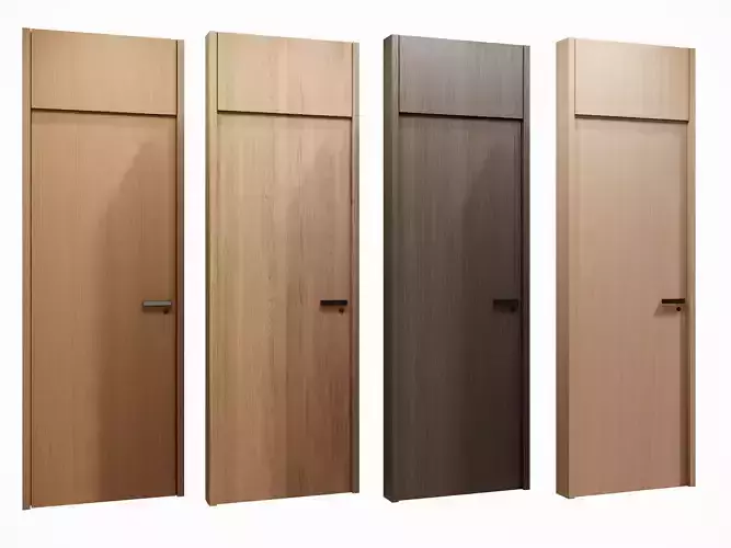 door Modern Wooden Interior Door with Furniture architectural 3D model