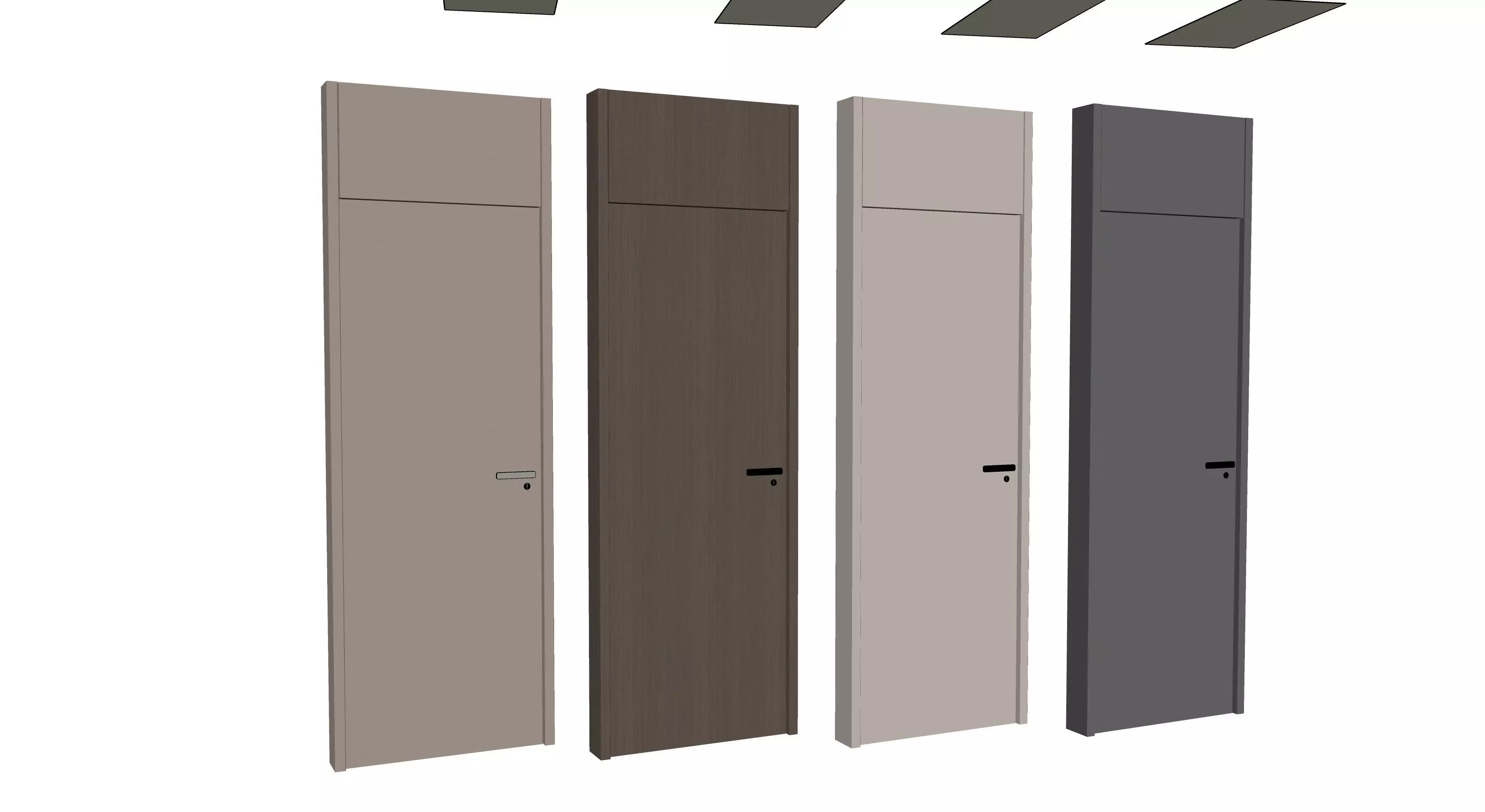 door Modern Wooden Interior Door with Furniture architectural 3D model_1