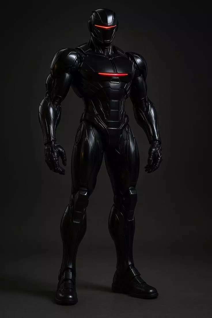 Black Battle Suit 3D Model Robot Red Glow Sci-Fi Design Low-poly 3D model_0