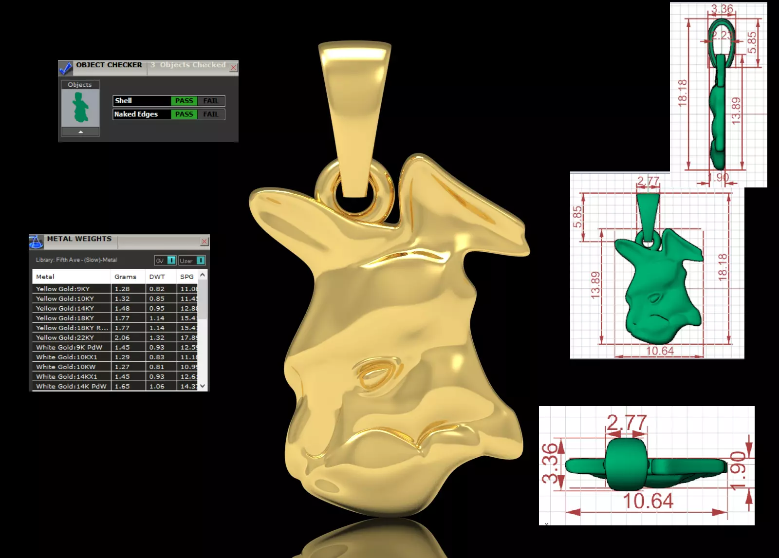 3D STL 3DM Minimalist Cat Head gold Pendant model gp0015 3D print model_0