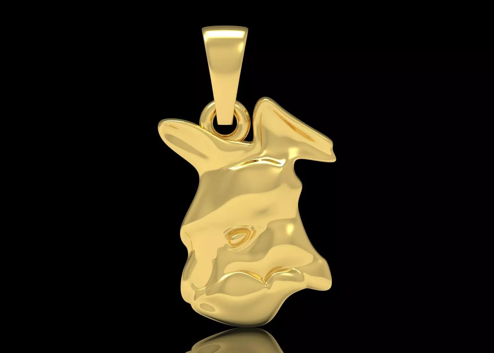 3D STL 3DM Minimalist Cat Head gold Pendant model gp0015 3D print model_1