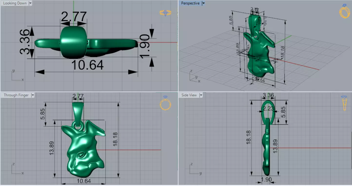 3D STL 3DM Minimalist Cat Head gold Pendant model gp0015 3D print model_8