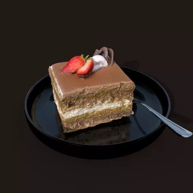 cake and small plate 3D model_0