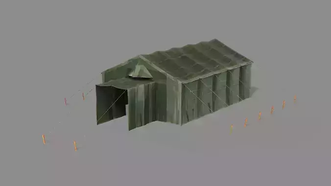 Military Tent Game Ready Low-Poly 3D Model