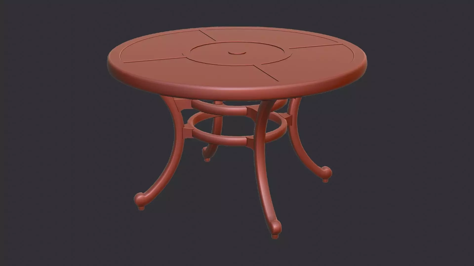 Round patio table with iron legs Low-poly 3D model_6